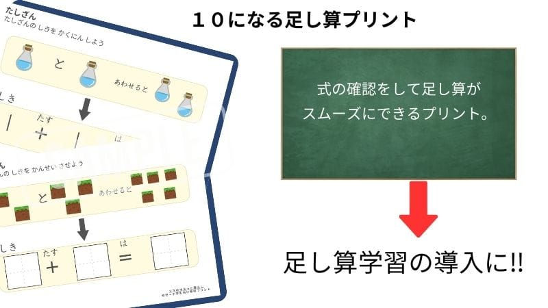 算数の入学準備に10になる足し算プリント1の説明