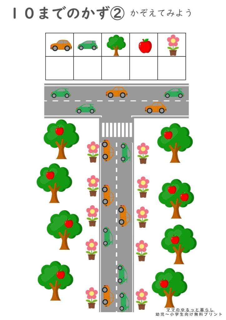 幼児~小学1年生の10までの数の算数プリント2(無料ダウンロード)