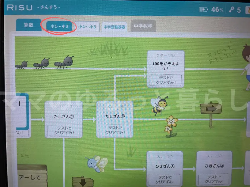 RISU算数の低学年と高学年ステージ